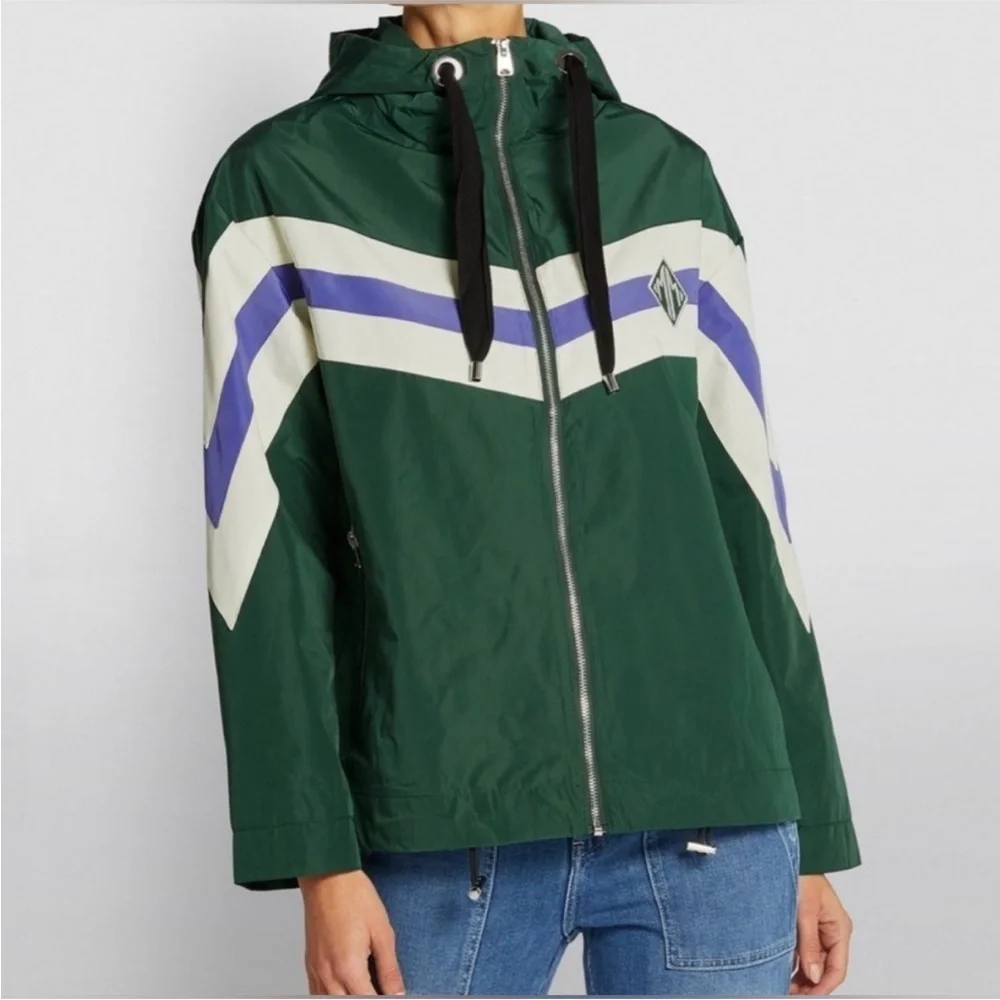 Maje Jacket Baneli Windbreaker Striped in Green